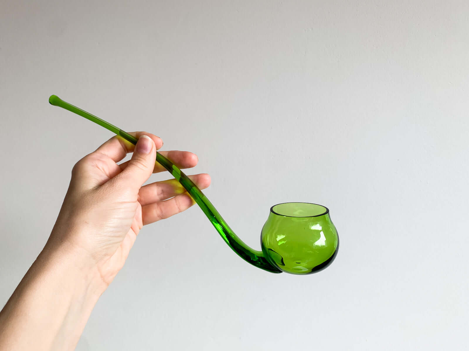 Vintage ladle of green glass, Humppila
