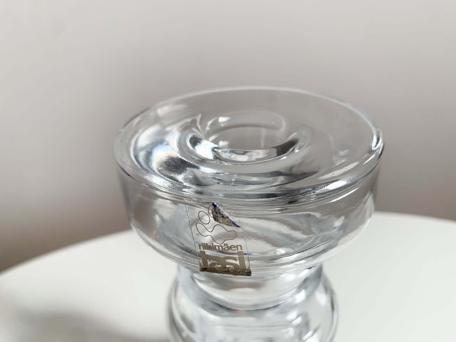 Scandinavian design glass Riihimaki candle holder Carmen, designer Tamara Aladin