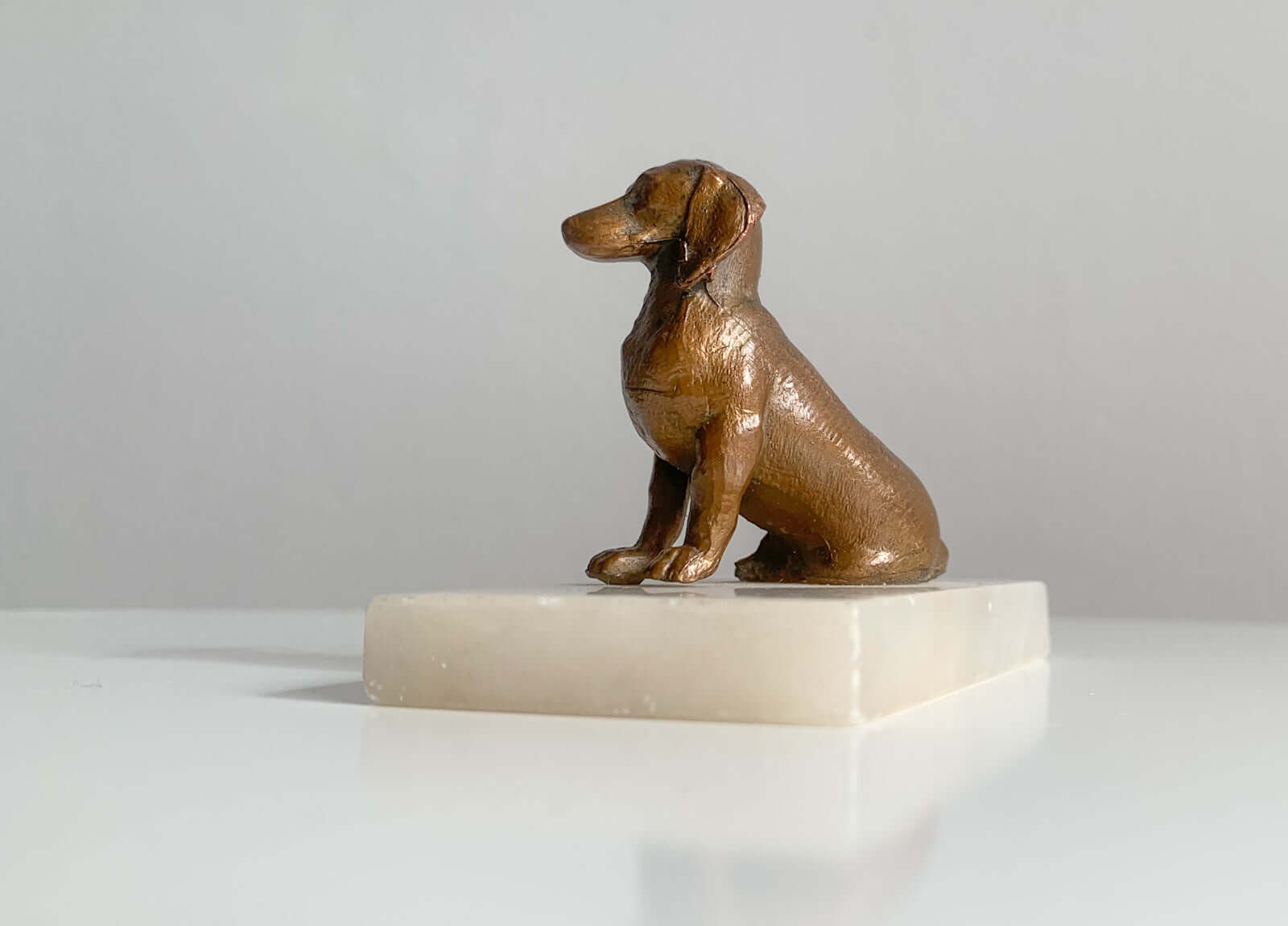 Dachshund figurine bronze, vintage sculpture