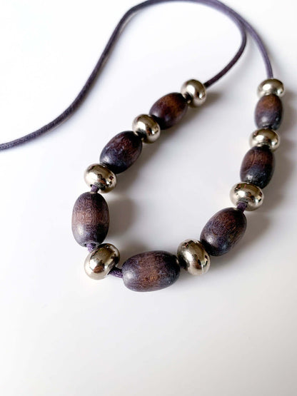 Aarikka Finland | Wooden & Metal Bead Necklace