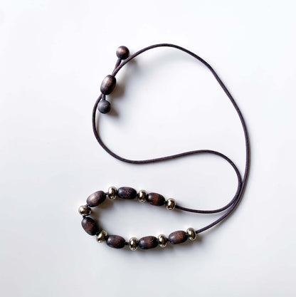 Aarikka Finland | Wooden & Metal Bead Necklace