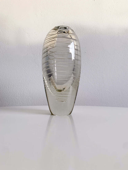 Mikko Helander Filigree Art Glass Vase | Humppila Finland, 1960s