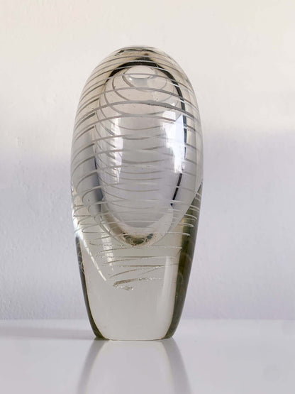 Mikko Helander Filigree Art Glass Vase | Humppila Finland, 1960s