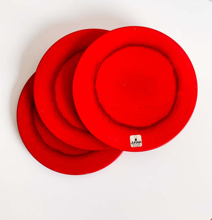 Set of 3 Red Wooden Table Coasters | Juhava, Finland
