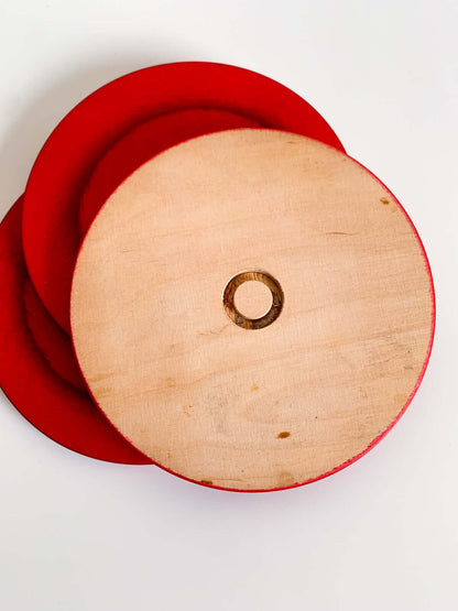 Set of 3 Red Wooden Table Coasters | Juhava, Finland