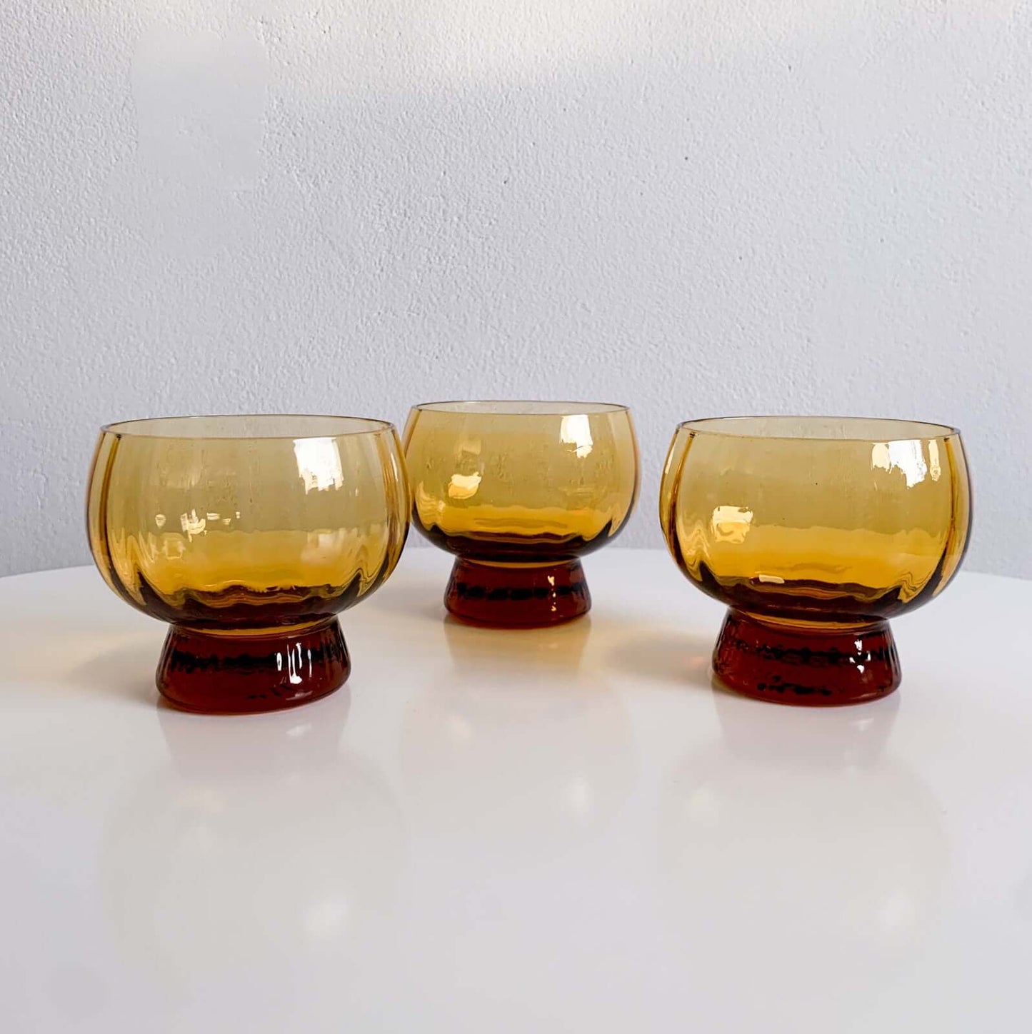 3 Kumela punch brown glasses by Pentti Sarpaneva, Signed