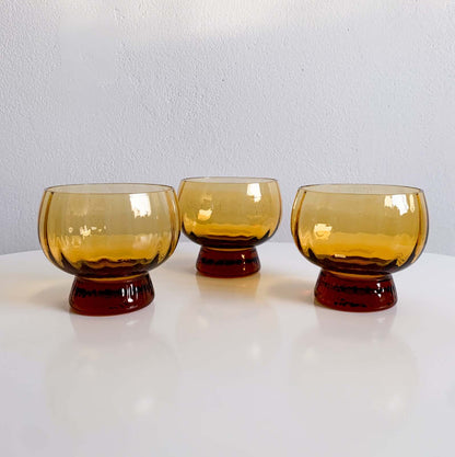 3 Kumela punch brown glasses by Pentti Sarpaneva, Signed