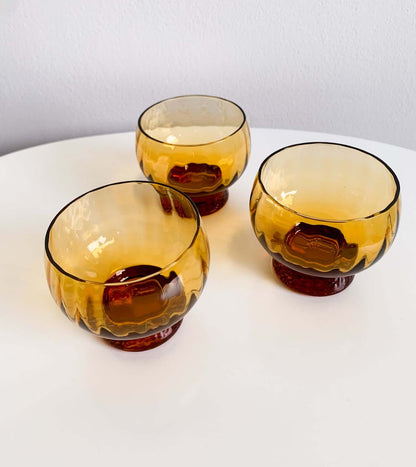 3 Kumela punch brown glasses by Pentti Sarpaneva, Signed