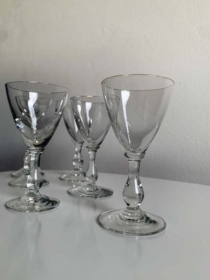 Riihimäen Lasi, Full set 6 Savoy series liquor glasses, 1940s