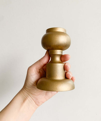 Aarikka Finland | Gold-Finished Wooden Candleholder