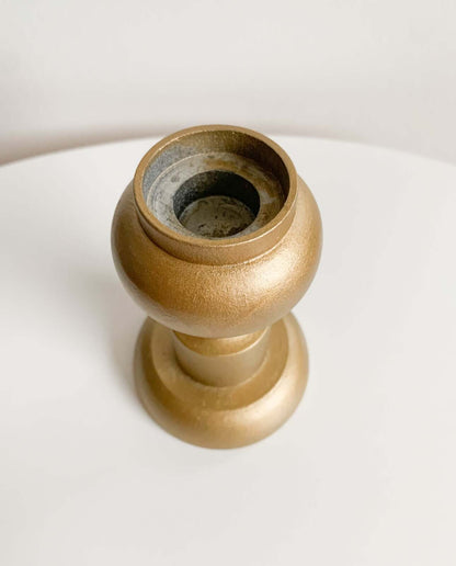 Aarikka Finland | Gold-Finished Wooden Candleholder
