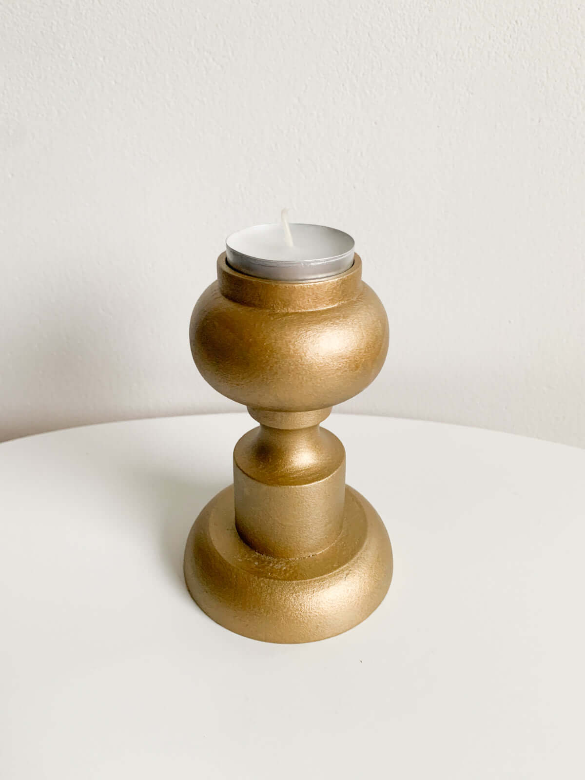 Aarikka Finland | Gold-Finished Wooden Candleholder