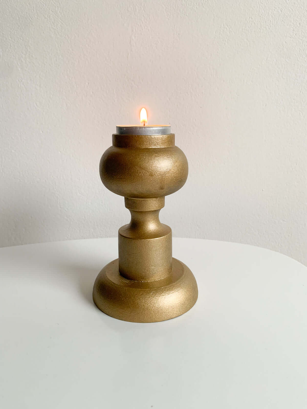 Aarikka Finland | Gold-Finished Wooden Candleholder