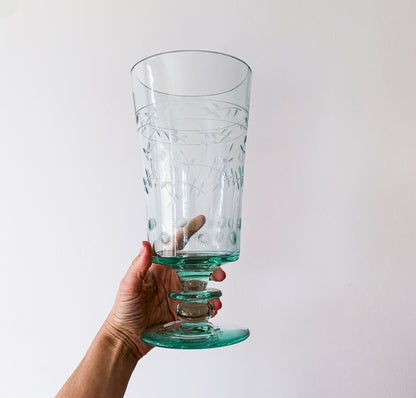 Antique engraved vase, cornflower motif
