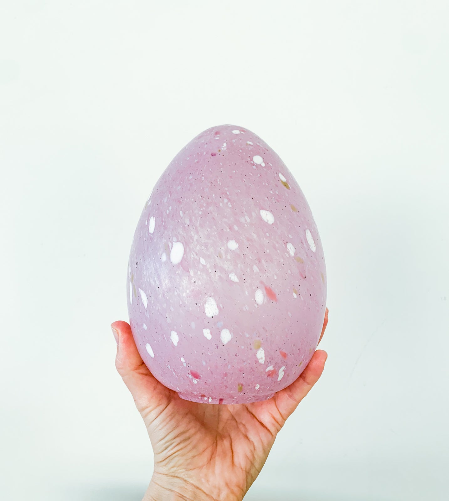 Monica Backström Milky Pink Art Glass Egg| Large 19 cm