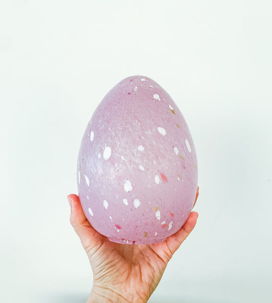 Monica Backström Milky Pink Art Glass Egg| Large 19 cm