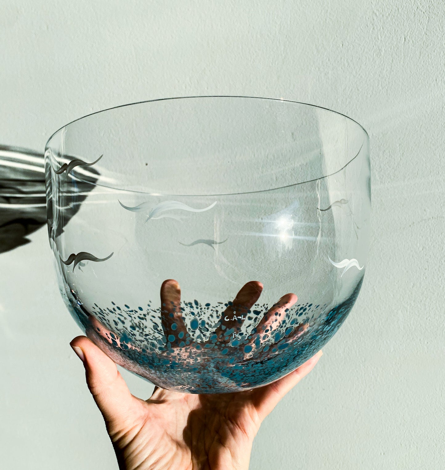 Skagerak Art Glass Large Serving Bowl, Sweden