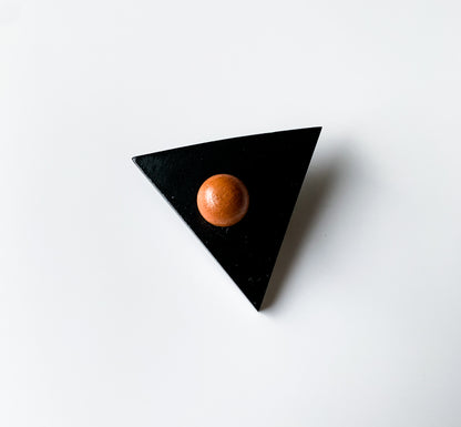 Aarikka Finland | Black Triangle Wooden Brooch