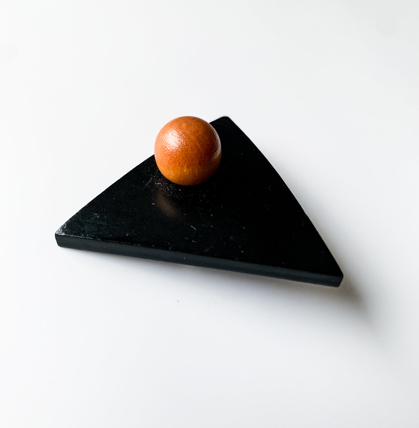 Aarikka Finland | Black Triangle Wooden Brooch