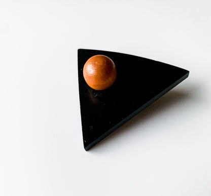 Aarikka Finland | Black Triangle Wooden Brooch