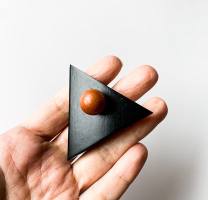 Aarikka Finland | Black Triangle Wooden Brooch