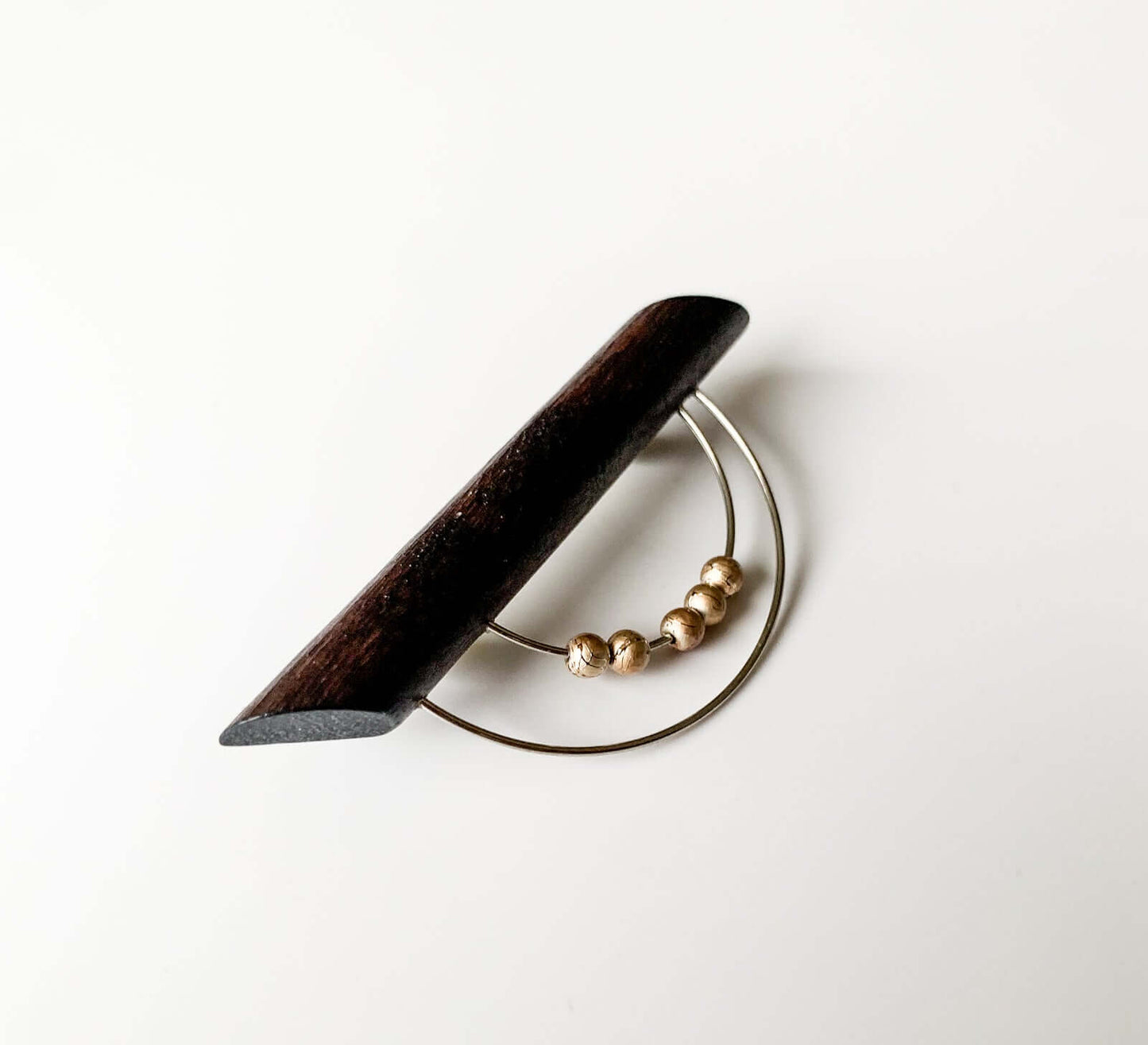 Aarikka Finland | Wooden Brooch with Metal Arc
