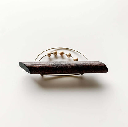Aarikka Finland | Wooden Brooch with Metal Arc