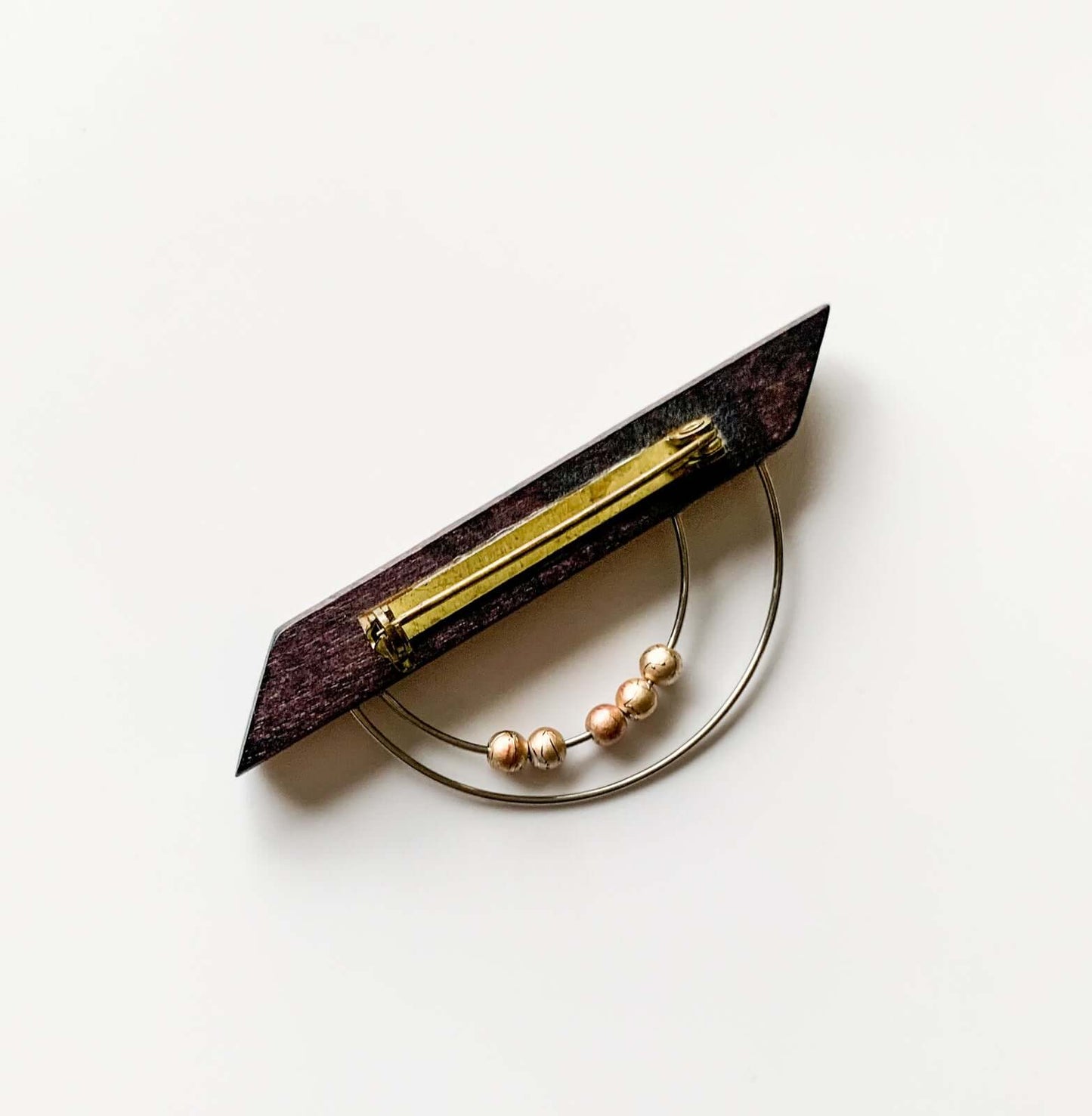 Aarikka Finland | Wooden Brooch with Metal Arc