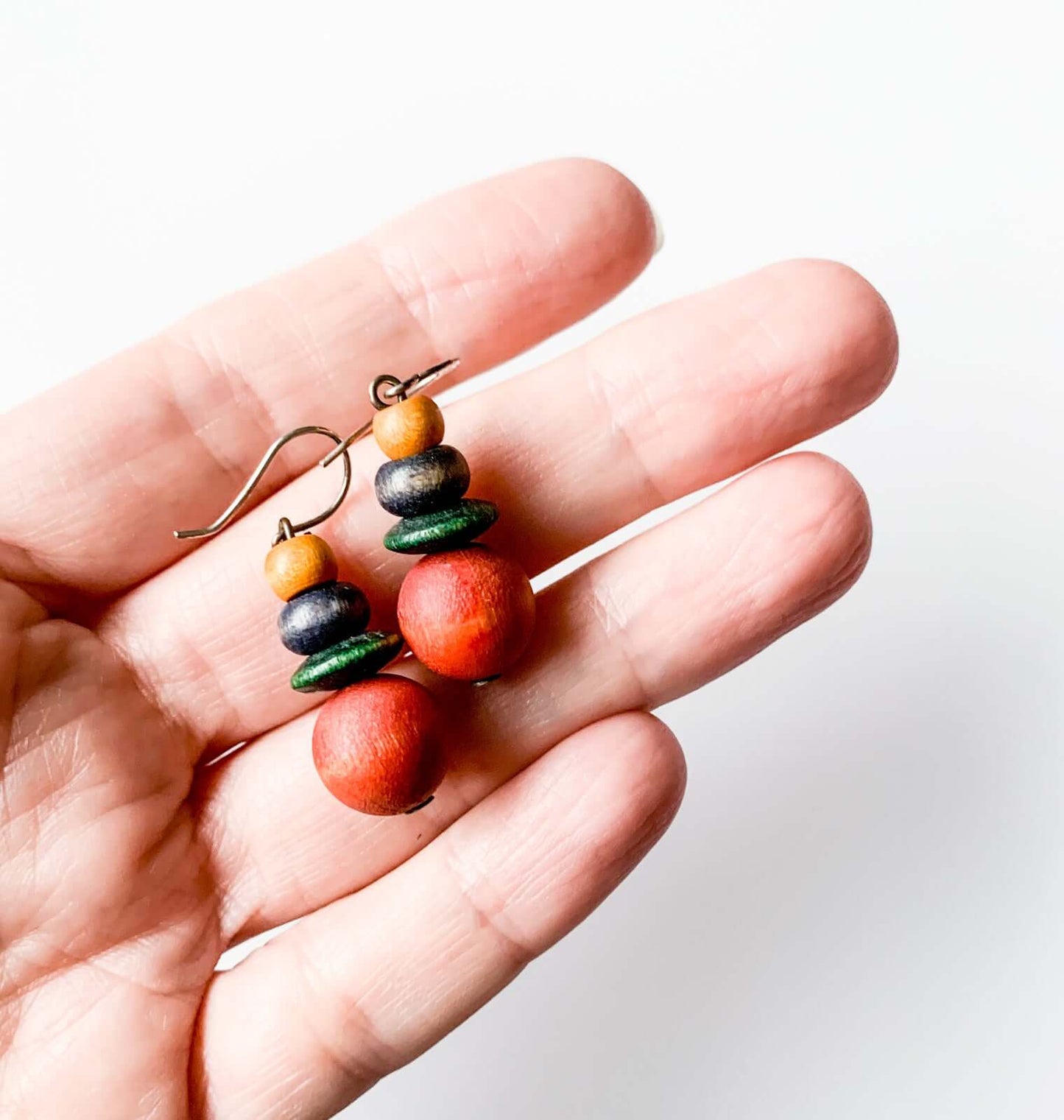 Aarikka Finland | “Forest Berries” Multicolored Wooden Earrings