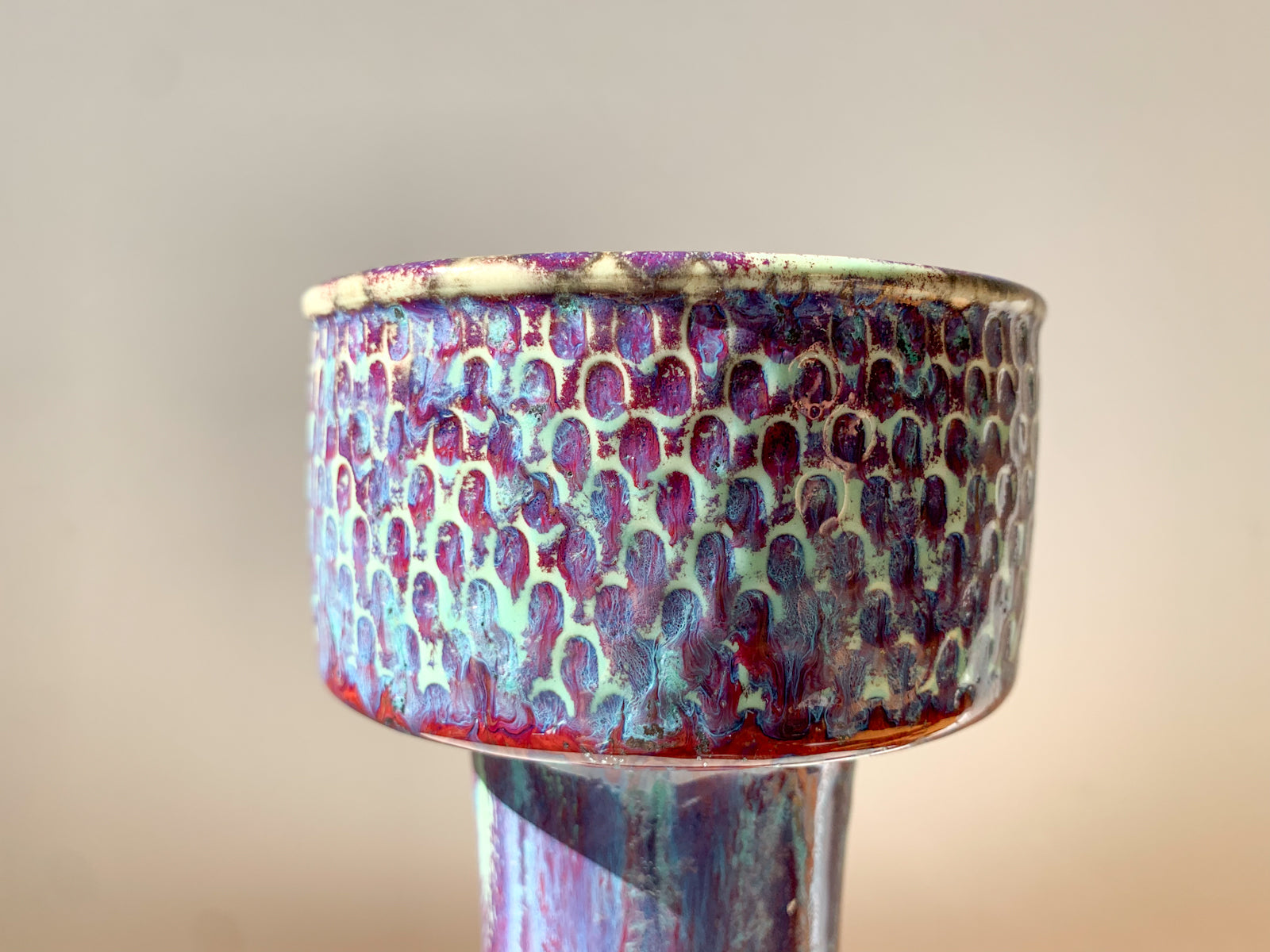 Stig Lindberg Vintage vase, oxblood and turquoise | Gustavsberg Studio | Scandinavian ceramics