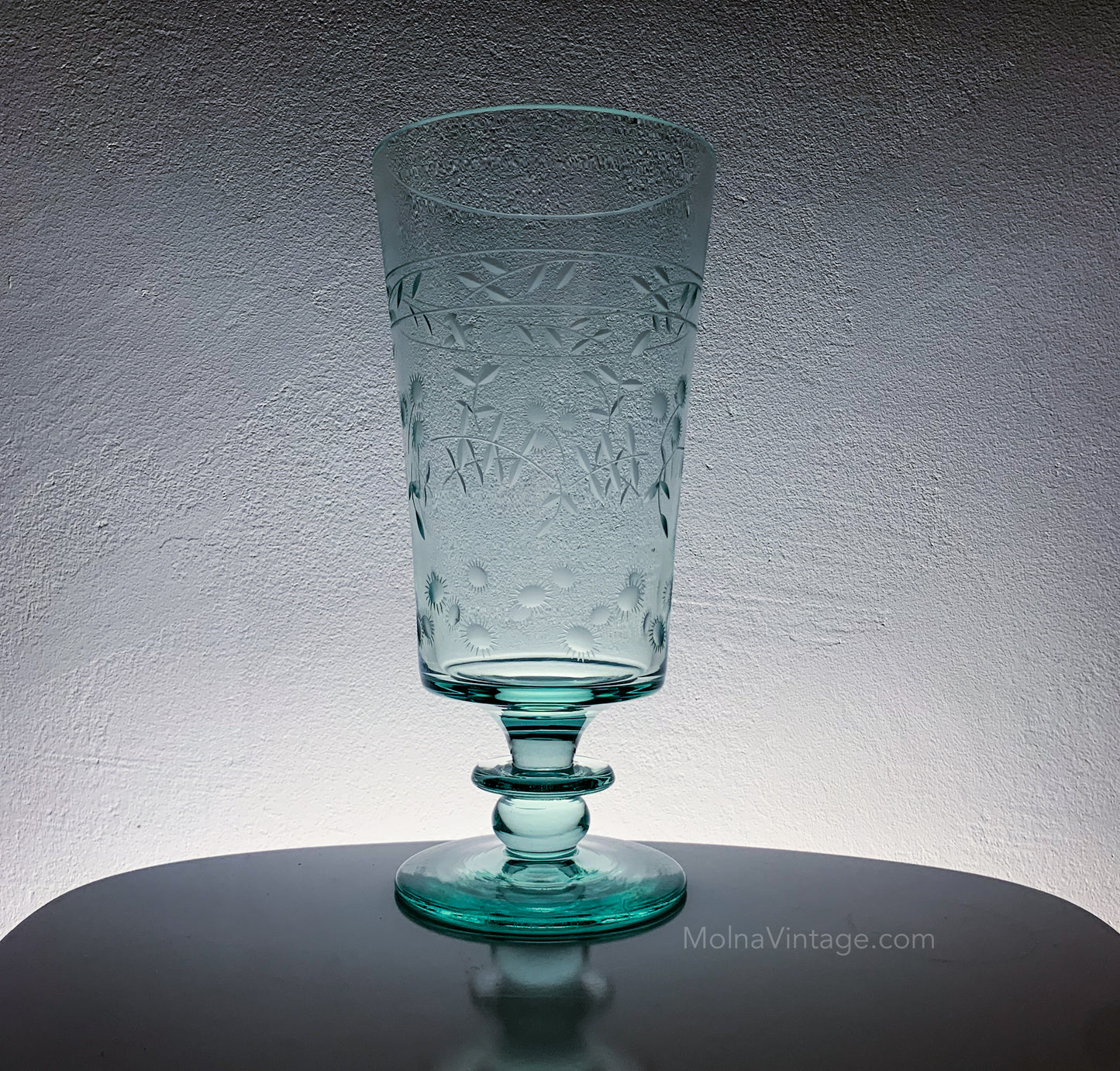 Antique engraved vase, cornflower motif