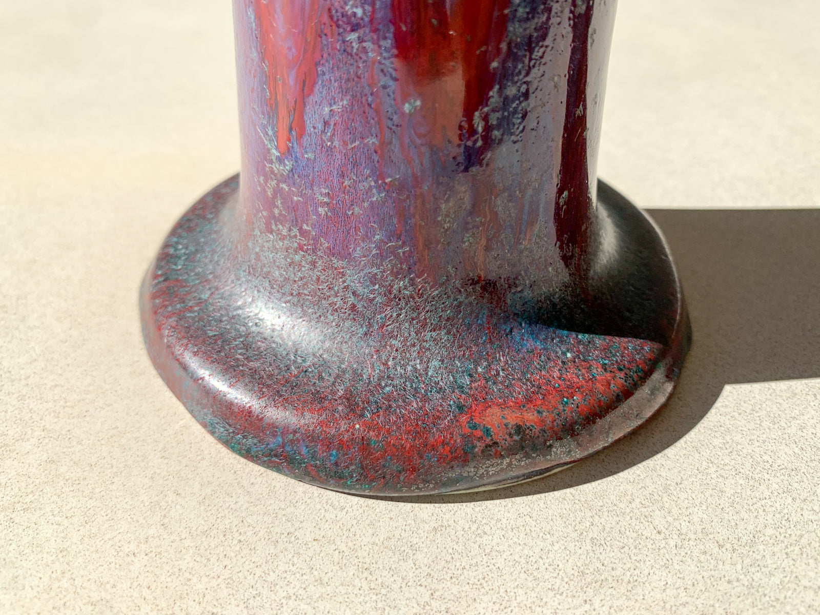 Stig Lindberg vintage ceramic vase, oxblood and turquoise | Gustavsberg Sweden