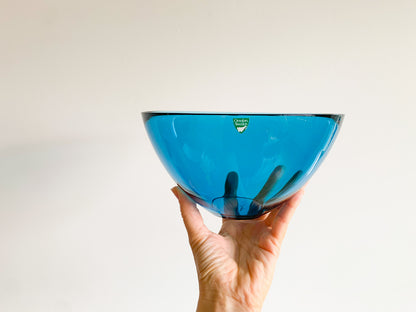 Sven Palmqvist Orrefors, Fuga bowl turquoise, limited edition 1998
