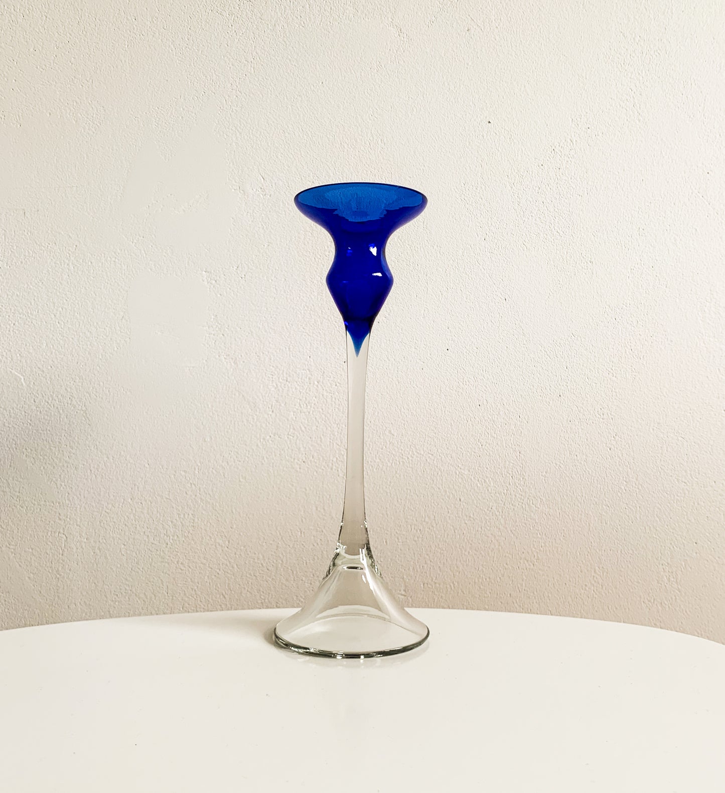 Blue Glass Candlestick by Marjut Kumela | Finland