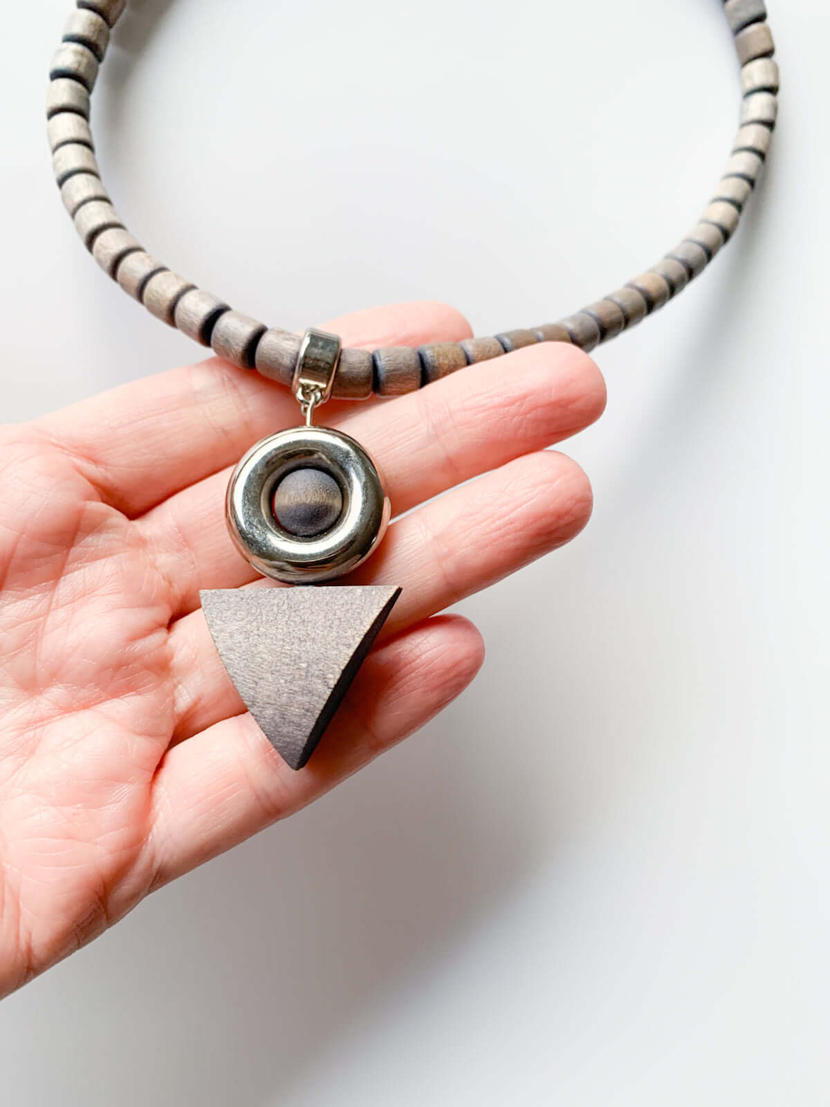 Aarikka Finland, “Axis” Wooden Necklace with Pendant