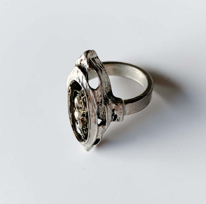Tapani Vanhatalo “Orbit” Brutalist Pewter Ring, 1970s