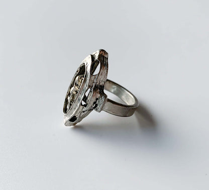 Tapani Vanhatalo “Orbit” Brutalist Pewter Ring, 1970s