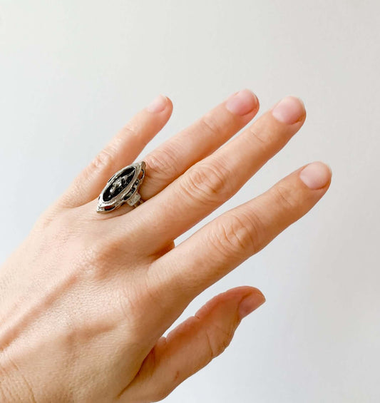 Tapani Vanhatalo “Orbit” Brutalist Pewter Ring, 1970s