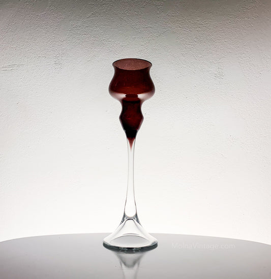Skulpturaler Kerzenhalter aus blauem Glas von Marjut Kumela | Finnland 1960er Jahre