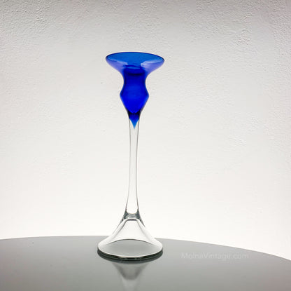 Blue Glass Candlestick by Marjut Kumela | Finland