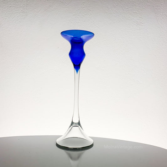 Duo blaue Glas-Kerzenständer von Marjut Kumela | Finnland