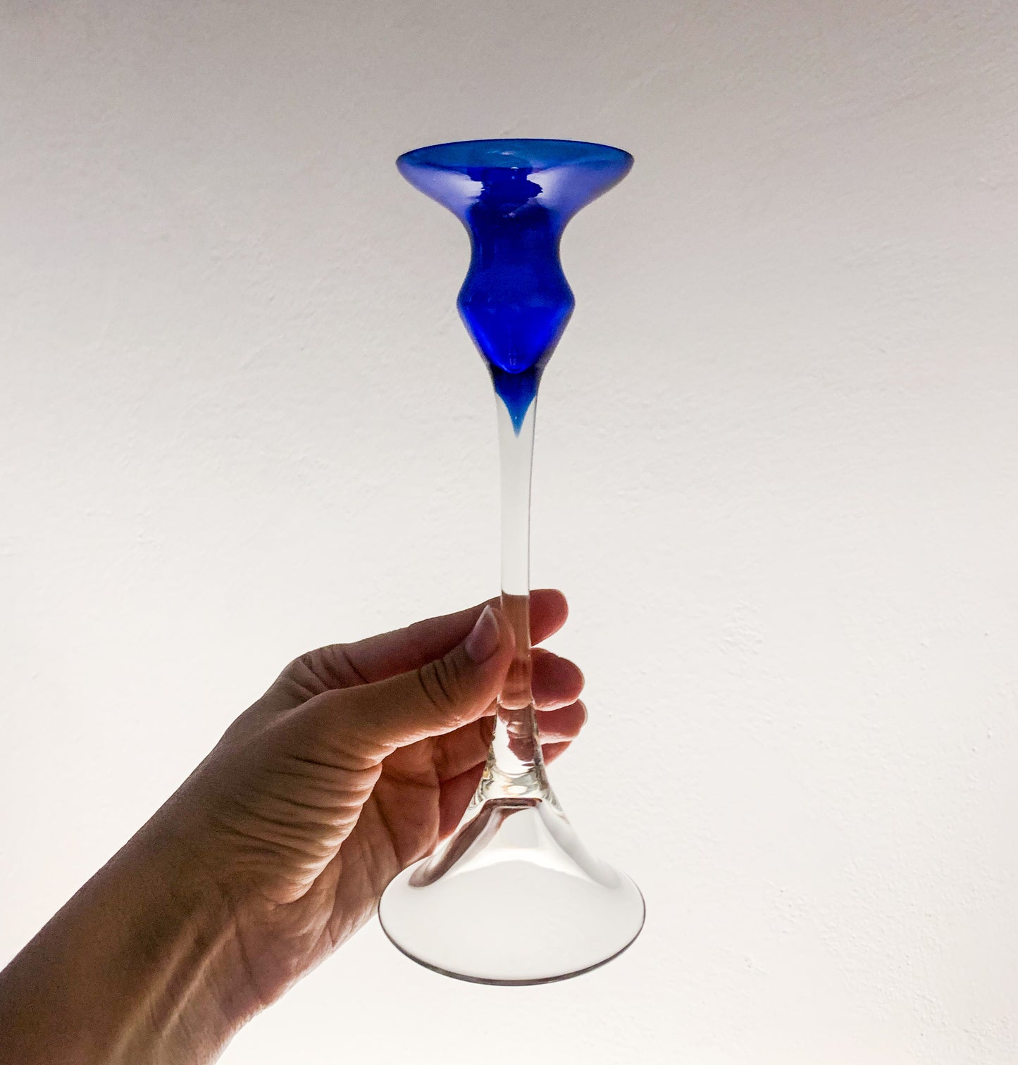 Blue Glass Candlestick by Marjut Kumela | Finland