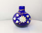 Jugendstil small vase of blue cobalt glass, enamel decoration
