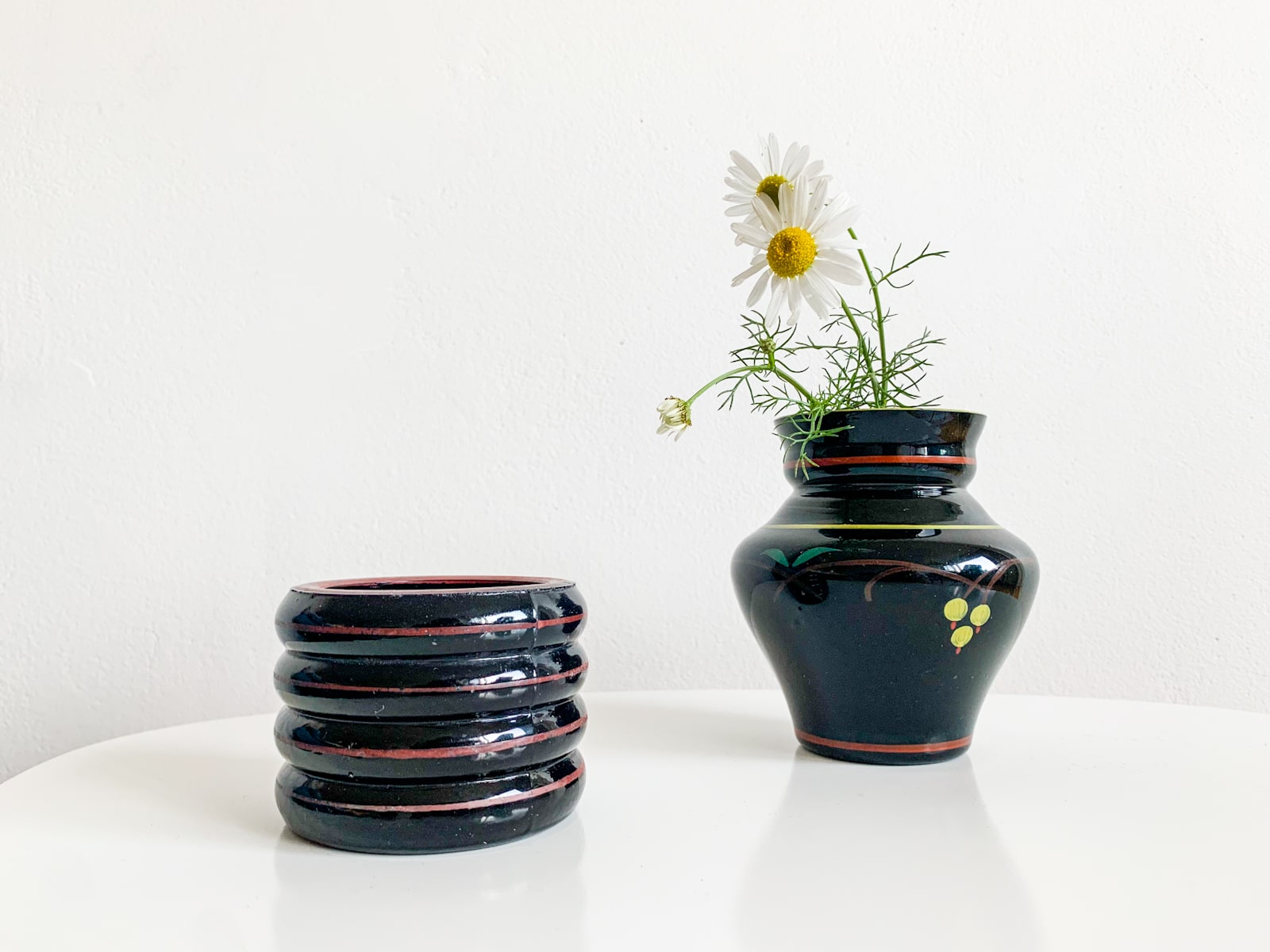 Kauklahti vintage vase black glass inkwell