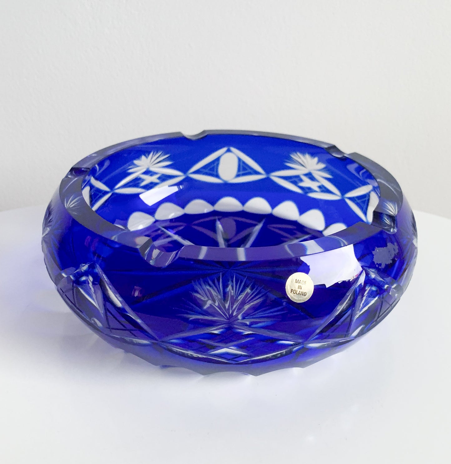 Cobalt Overlay Crystal Bowl