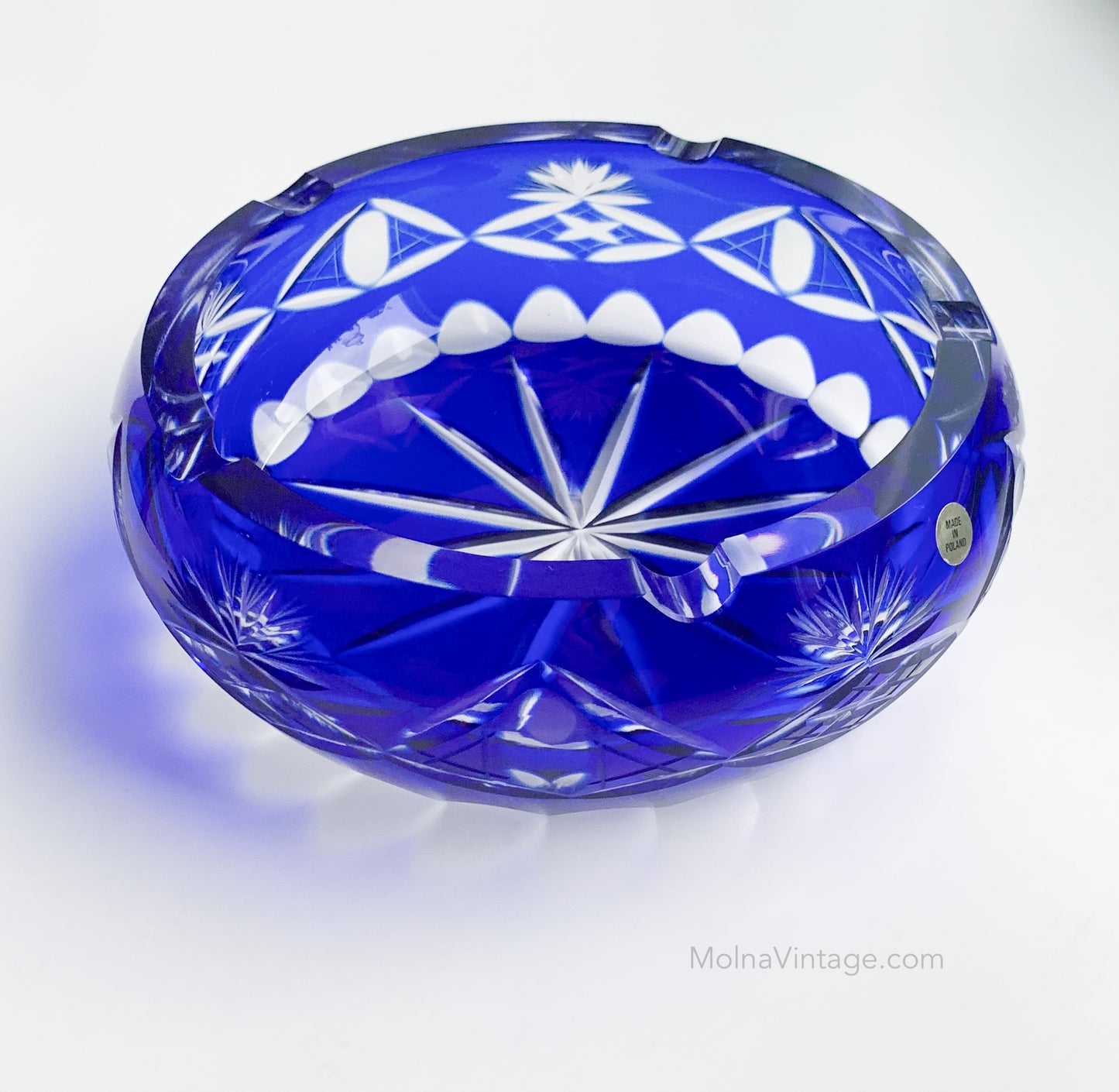 Cobalt Overlay Crystal Bowl