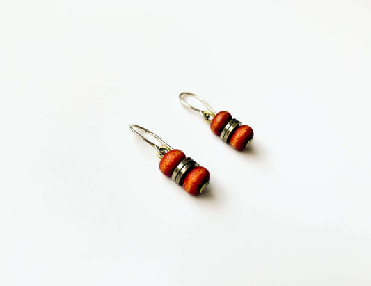 Aarikka Finland, red-brown wood earrings Tamara, 1980s