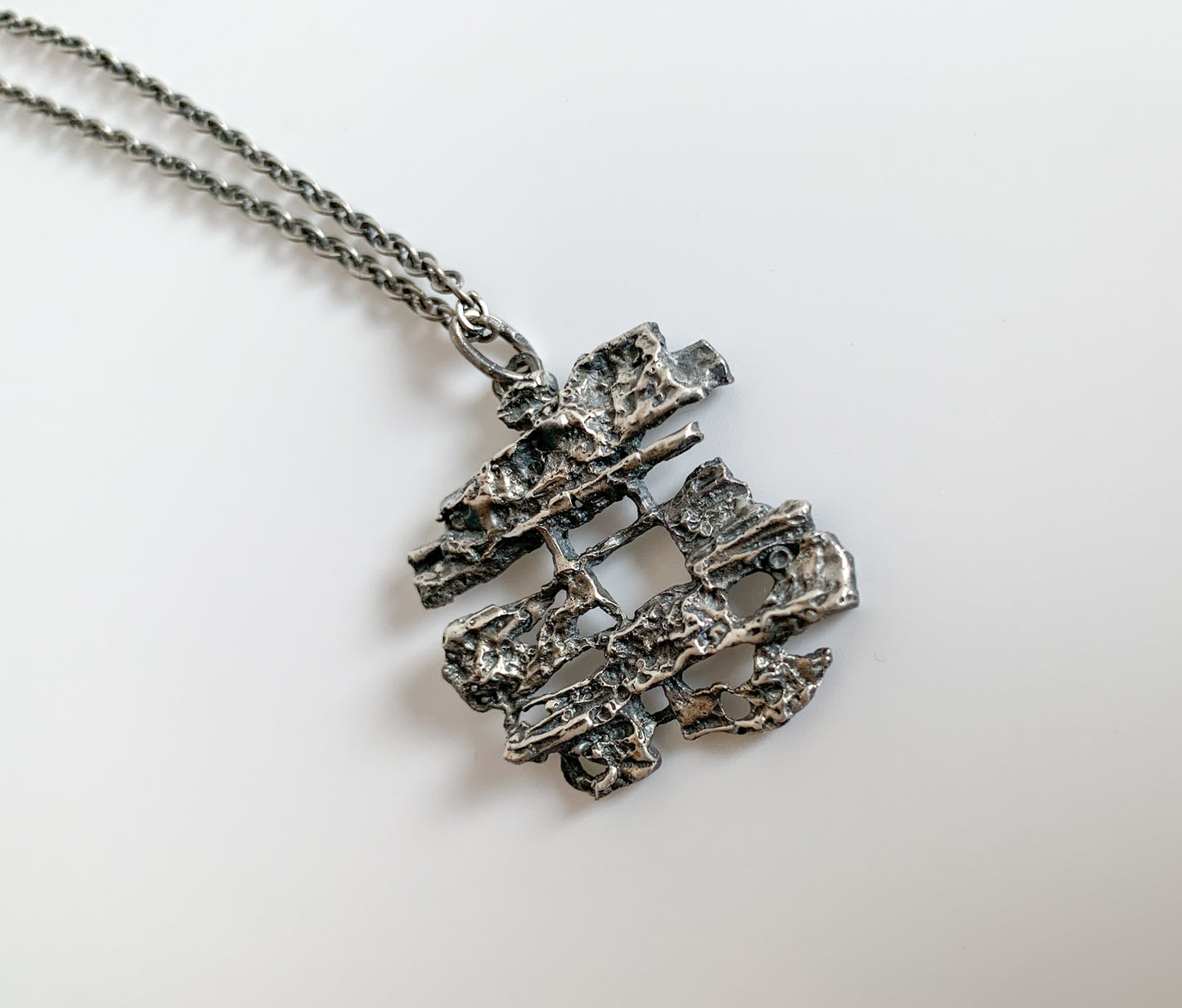 Brutalist Silver Lattice Pendant | Finland, 1970s
