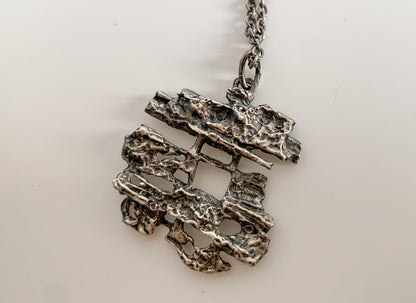 Brutalist Silver Lattice Pendant | Finland, 1970s