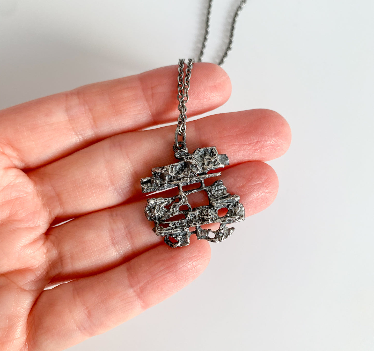 Brutalist Silver Lattice Pendant | Finland, 1970s